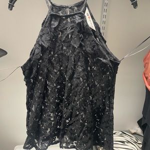 Sheer ruffle tank top